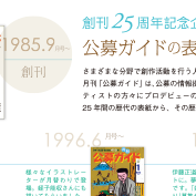 月刊公募ガイド　25周年記念企画　ページデザイン Page design for the 25th anniversary issue of the monthly "Koubo Guide"